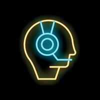 Neon icon of a customer service representative wearing a headset vector