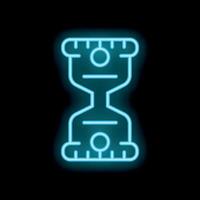 Neon blue hourglass showing time passing on black background vector