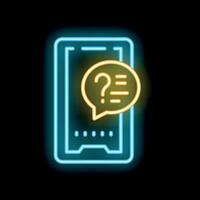 Neon smartphone showing question mark inside speech bubble vector