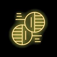 Neon style icon representing data comparison with two pie charts vector
