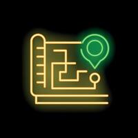 Green location pin showing the destination point on a city map vector