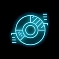 Neon style icon of pie chart representing business analysis vector