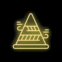 Bright yellow neon traffic cone glowing on black background vector
