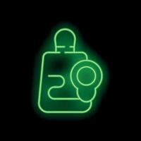 Green neon sign showing a retro camera on black background vector