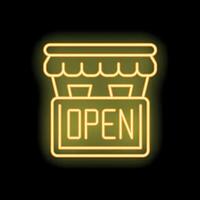 Neon yellow open sign indicating business is open for customers vector