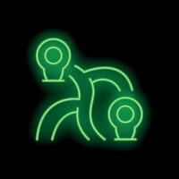 Neon green icon representing a route between two points vector