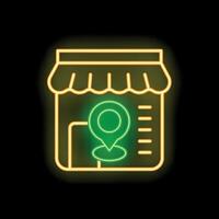 Neon sign representing online store location with a gps icon vector