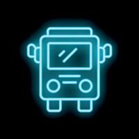 Glowing neon bus icon illustrating public transportation vector