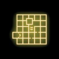 Neon yellow room escape game showing path to exit door vector