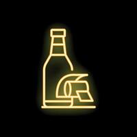 Neon sign of beer bottle with blank label and cap for bar or pub decoration vector