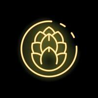 Neon sign showing a hop cone for craft beer branding vector