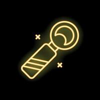 Neon yellow magic wand shining on dark background vector