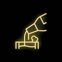 Neon icon of concrete being poured into foundation formwork vector