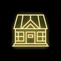 Glowing neon sign depicting a quaint cottage house vector