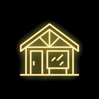 Glowing neon icon of a modern suburban home with large windows vector