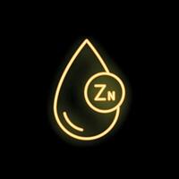 Neon icon of blood drop with zinc element sign representing importance of minerals vector