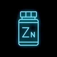 Glowing neon zinc dietary supplement icon on black background vector