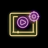 Neon sign representing marketing strategy with focus on play button vector