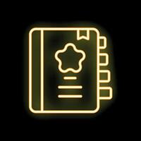 Yellow neon icon of a notebook for writing notes and ideas vector
