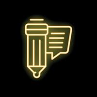 Neon pencil writing a text message in a speech bubble vector