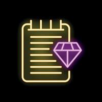 Neon icon of a diamond representing a valuable checklist vector