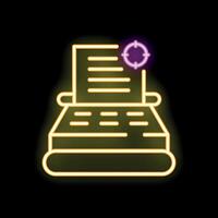 Neon sign of typewriter printing document for copywriting concept vector