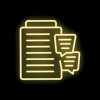 Neon icon of document receiving feedback with speech bubbles vector