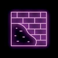 Neon icon of a wall being built showing bricks and cement vector