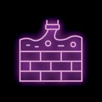 Neon sign of industrial factory polluting with smoke over brick wall vector