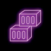 Glowing neon sign depicting two bricks stacked on black background vector