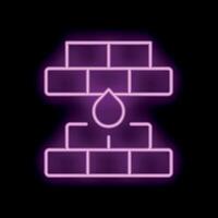 Neon icon of water drop eroding brick wall structure vector