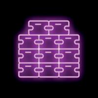 Neon puzzle pieces forming a wall on a black background vector