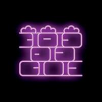 Neon sign showing a stone wall on a black background vector
