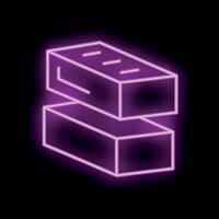 Two neon bricks glowing on black background vector