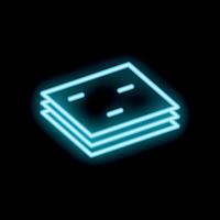Glowing neon blue layers icon on a black background vector