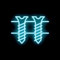 Neon icon of two screws being screwed with a screwdriver vector