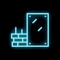 Neon sign representing building a house with a brick wall and a window vector