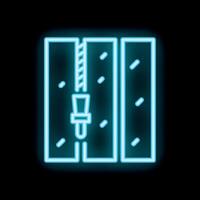 Neon style icon of drilling rig extracting minerals from ground vector