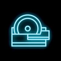 Neon icon of a bench grinder shining on black background vector