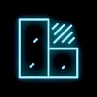 Neon blue light showing three boxes forming a square with lines pattern on top right box vector