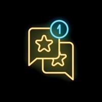 Neon icon of customer feedback with stars and notification symbol vector