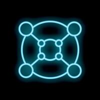 Neon blue network connecting circles on black background vector
