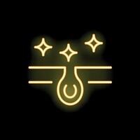 Neon icon of skin with sebaceous gland glowing on black background vector