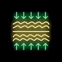 Neon glowing ground with arrows showing compressing force physics scheme vector