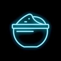 Neon icon of a bowl overflowing with flour representing baking and cooking vector