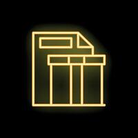 Neon yellow shredder deleting document icon on black background vector