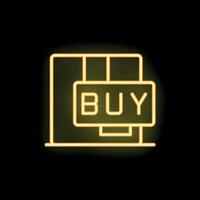 Neon sign displaying buy button for online shopping vector