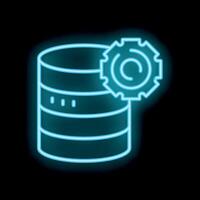 Neon icon of database server processing data with gear vector
