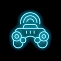 Neon sign of a wireless gamepad controller emitting wifi signal on a black background vector