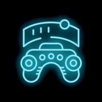 Neon sign of a wireless game controller with vr headset displaying a loading bar vector